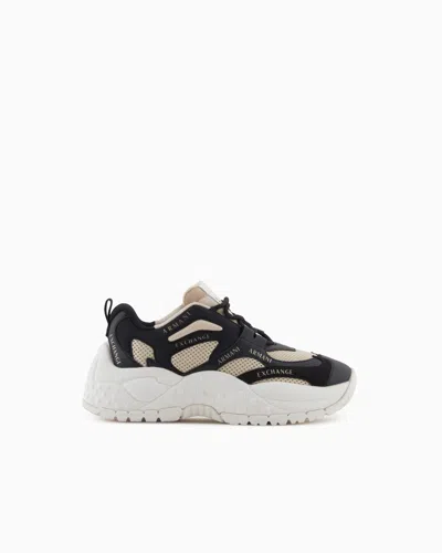 Armani Exchange Chunky Sneakers With Contrasting Inserts In Black