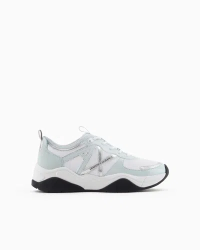 Armani Exchange Chunky Trainers With Logo In Light Blue
