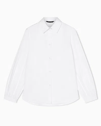 Armani Exchange Classic Shirt In Organic Cotton Poplin In White
