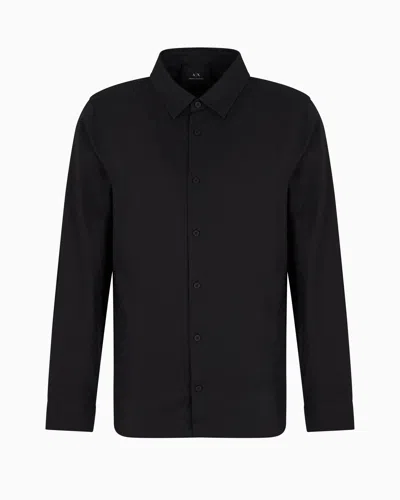 Armani Exchange Regular Fit Cotton Shirt In Black