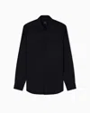 Armani Exchange Slim-fit Stretch Cotton Shirt In Black