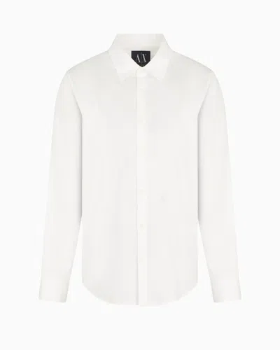 Armani Exchange Regular Fit Stretch Cotton Jersey Shirt In White