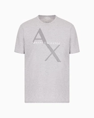 Armani Exchange Classic T-shirt With Diagonal Logo In Gray