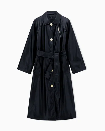 Armani Exchange Coated Fabric Trench Coat In Black
