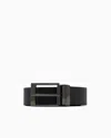 Armani Exchange Coated Leather Belt In Black