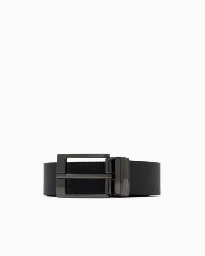 Armani Exchange Coated Leather Belt In Black