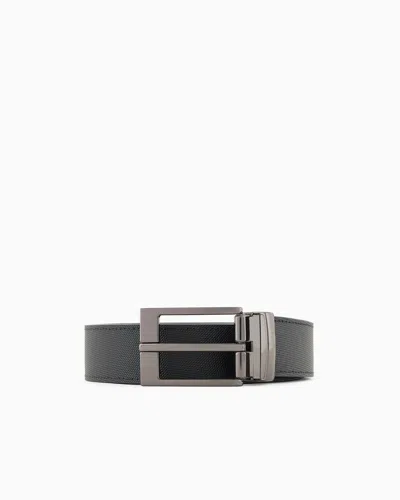 Armani Exchange Coated Leather Belt In Black