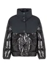 Armani Exchange Padded Jacket In Patent Leather And Opaque Fabric In Black