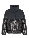 Armani Exchange Padded Jacket In Patent Leather And Opaque Fabric