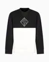 Armani Exchange Color Block Crewneck Sweatshirt With Logo In Green