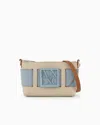 Armani Exchange Color Block Shoulder Bag With Maxi Logo In Beige