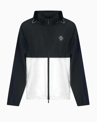 Armani Exchange Color Block Windbreaker Jacket With Zip In Black