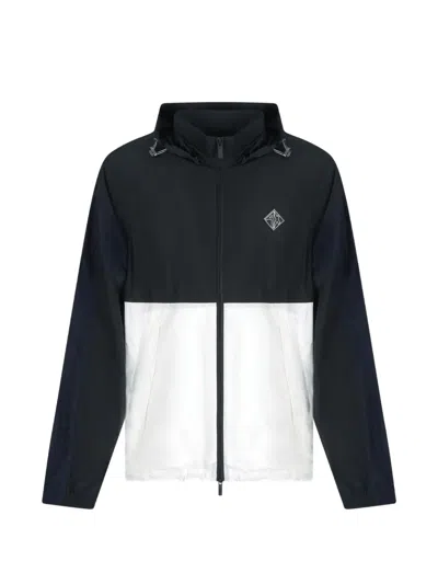 Armani Exchange Colour-block Hooded Jacket In Blue