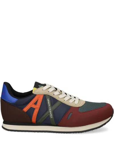 Armani Exchange Colour-block Sneakers In 蓝色