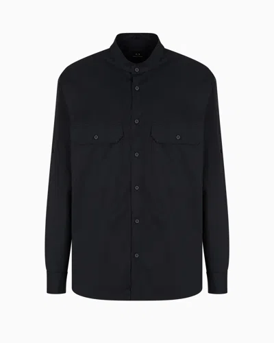 Armani Exchange Comfort Fit Cotton Shirt In Blue