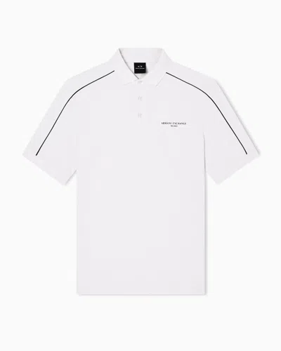 Armani Exchange Contrasting Piping Pique Polo Shirt In White