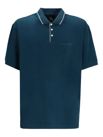 Armani Exchange Contrasting Piping Polo Shirt In Blue