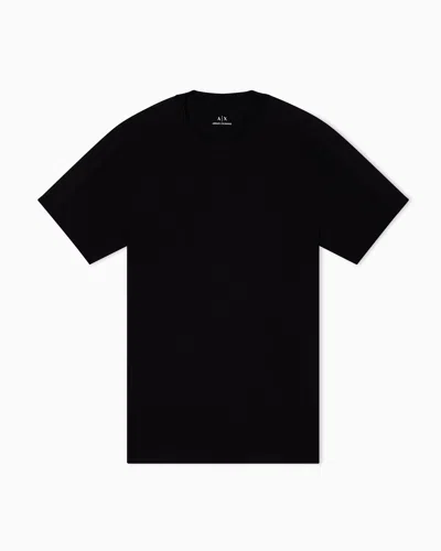 Armani Exchange Short-sleeved Cotton Jacquard Shirt In Black