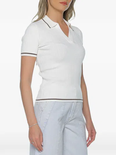 Armani Exchange Contrast-trim Polo-collar Sweater In White
