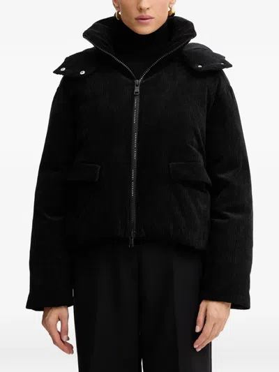 Armani Exchange Corduroy Hooded Jacket In Black