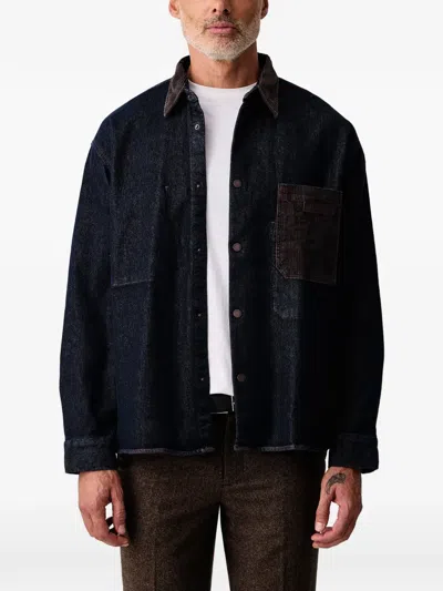 Armani Exchange Corduroy-trim Denim Shirt In Multi
