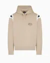 Armani Exchange Cotton Blend Sweatshirt With Stripes On The Shoulders In Beige