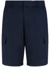Armani Exchange Cotton Cargo Shorts In Blue