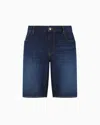 Armani Exchange Cotton Denim Shorts With Contrast Stitching In Blue