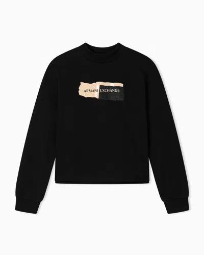 Armani Exchange Cotton French Terry Sweatshirt In Black