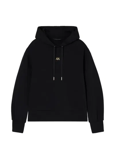 Armani Exchange Cotton Hoodie In Black