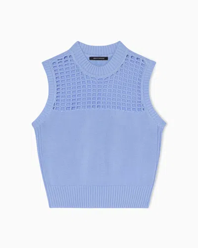 Armani Exchange Cotton Knitted Top In Blue
