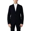 Armani Exchange Blue Cotton Blazer In Black