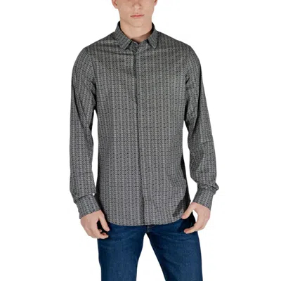 Armani Exchange Black Cotton Shirt In Gray