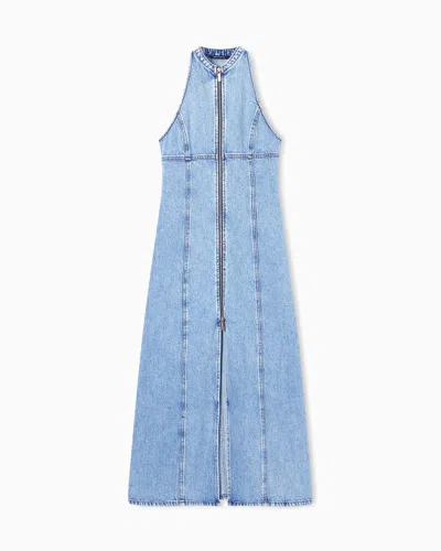 Armani Exchange Cotton Midi Dress In Blue