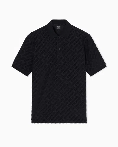 Armani Exchange Cotton Pique Polo With Contrasting Details In Multi