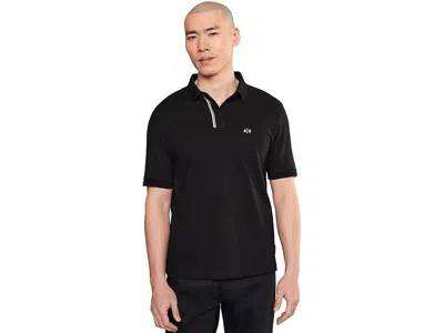 Armani Exchange Cotton Piquet Polo In Black