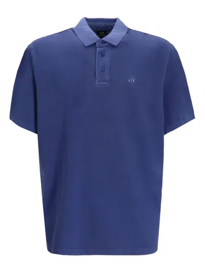Armani Exchange Cotton Polo Shirt In Blue
