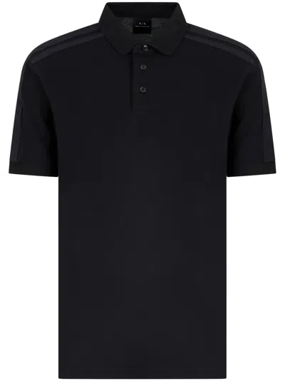Armani Exchange Cotton Polo Shirt In Black