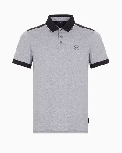 Armani Exchange Cotton Polo With Contrasting Details In Black