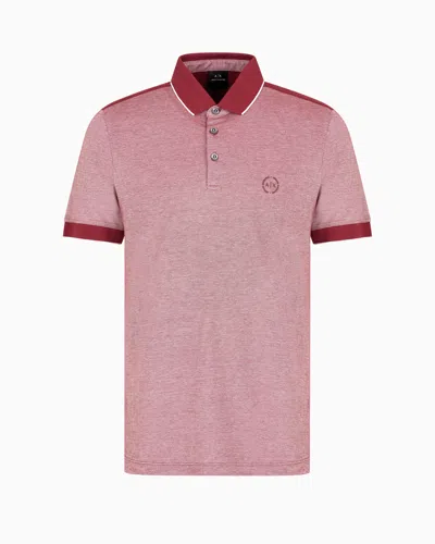 Armani Exchange Cotton Polo With Contrasting Details In Burgundy