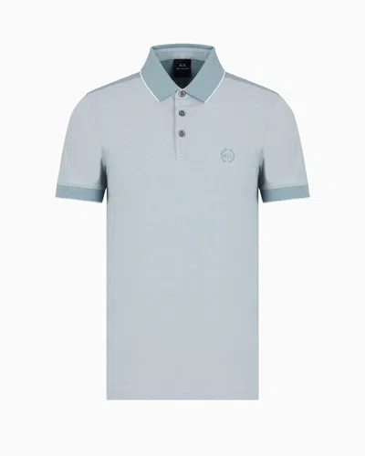 Armani Exchange Cotton Polo With Contrasting Details In Gray