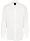 Armani Exchange Official Store Slim Fit Stretch Lyocell Twill Button Up Shirt In 白色