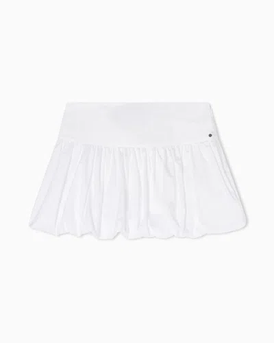Armani Exchange Cotton Twill A-line Mini Skirt In White