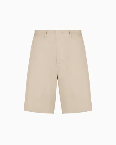 Armani Exchange Cotton Twill Bermuda Shorts In Neutral