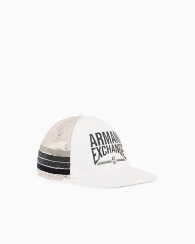 Armani Exchange Cotton Twill Cap In White