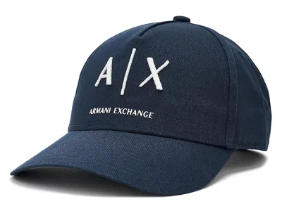 Armani Exchange Cotton Twill Logo Baseball Hat Caps Deep Navy/off-white: One Size In Blue
