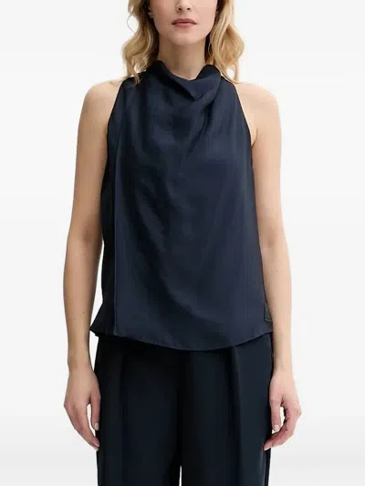 Armani Exchange Cowl-neck Halter Top In Blue