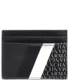 Armani Exchange Card Holder With Monogram And Stripes In Blue