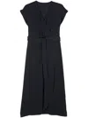 Armani Exchange Crepe Flared Maxi Dress In 蓝色