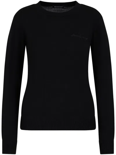 Armani Exchange Crew-neck Jumper In Black
